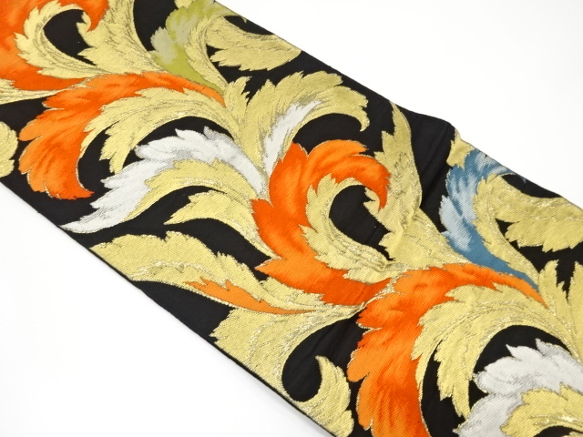 アンティーク　草葉模様織り出し袋帯（材料）